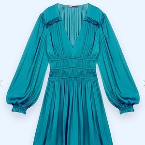 maje satin ruffle ribs maxi dress